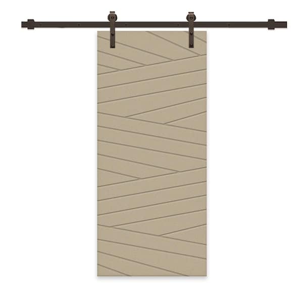 CALHOME 30 in. x 96 in. Unfinished Composite MDF Paneled Interior Sliding Barn Door with Hardware Kit