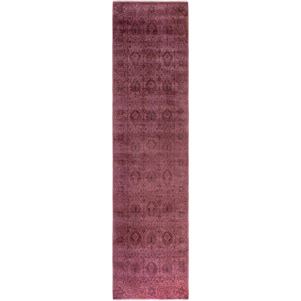 Overdyed Pink 2 ft. x 10 ft. Solid Wool Indoor Runner Rug