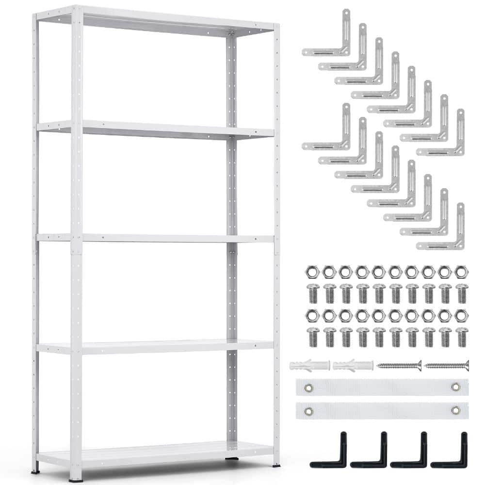 68x35x12 in 5-Shelf Steel Storage Rack, 500 lbs Cap, Adjustable Shelves, Boltless, White/Green price history on PriceWatchPro