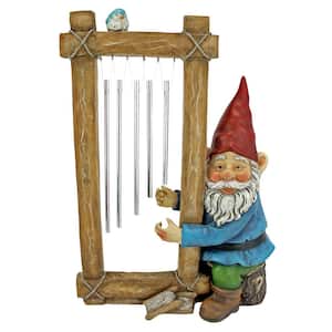 14 in. H Ringing His Chimes Garden Gnome Statue