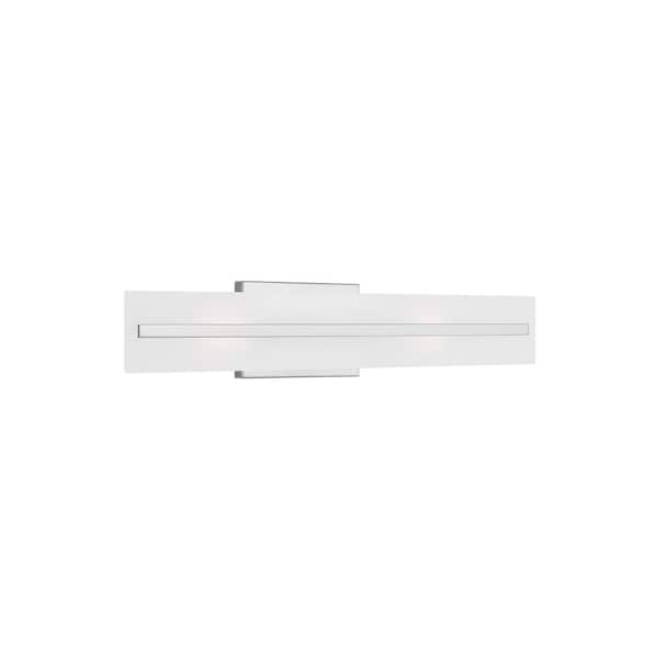 Generation Lighting - Studio Dex 24 in. Medium 2-Light Chrome Vanity Light with Satin Etched Glass Shade
