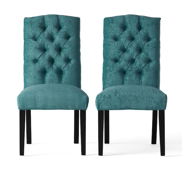 Noble House Crown Light Teal Fabric Dining Chair (Set of 2)