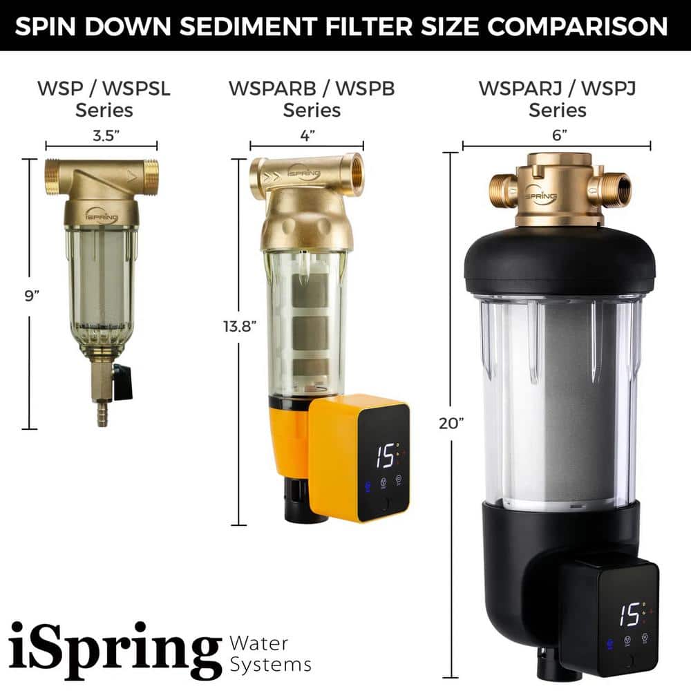 iSpring Jumbo Brass and Clear Sediment Water Filter with Touch-Screen