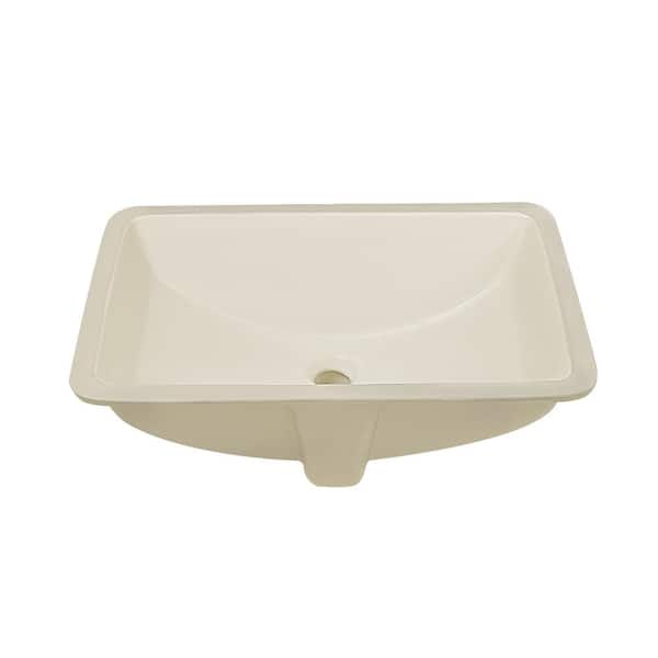 21 in. L x 15 in. W Rectangular Vitreous China Undermount Bathroom Sink in Bone with Overflow