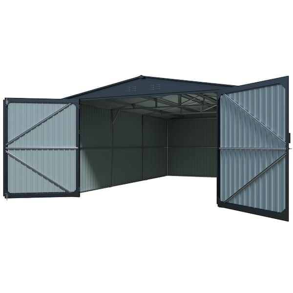 13 ft. W x20 ft. D Outdoor Storage Metal Shed for Car,Truck,Bike,Garbage Can,Tool,Lawnmower(260 sq. ft.),Black