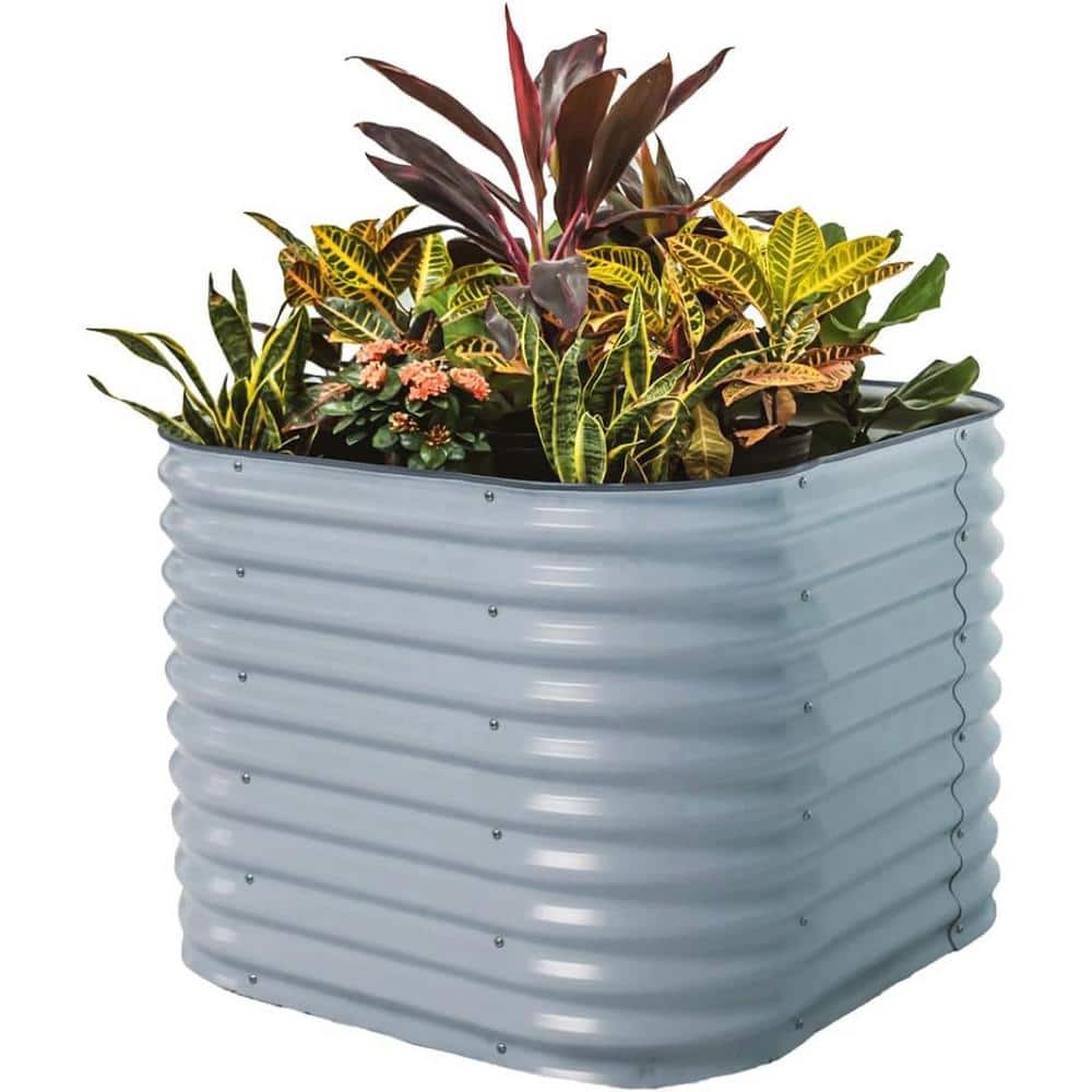 32" Tall Sky Blue Metal Modular Raised Garden Bed