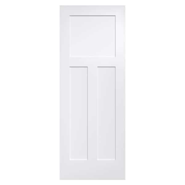 28 in. x 81 in. 1+2 Panel Solid Core White Primed Pine Interior Door Slab