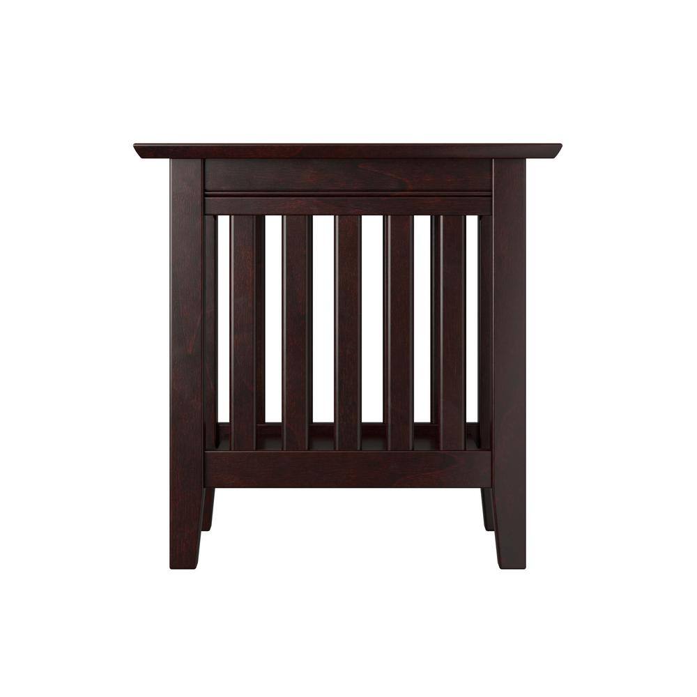 Espresso Solid Wood Mission End Table with USB Charger