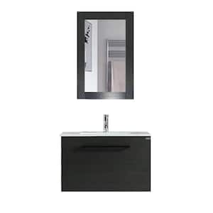 17.70 in. W x 31.50 in. D x 19.70 in. H Single Sink Bath Vanity in Black Cabinet with white Cermic Top and Mirror