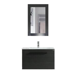 31.5 in. W x 17.7 in. D x 19.7 in. H Single Sink Bath Vanity in Black with White Top and Mirror