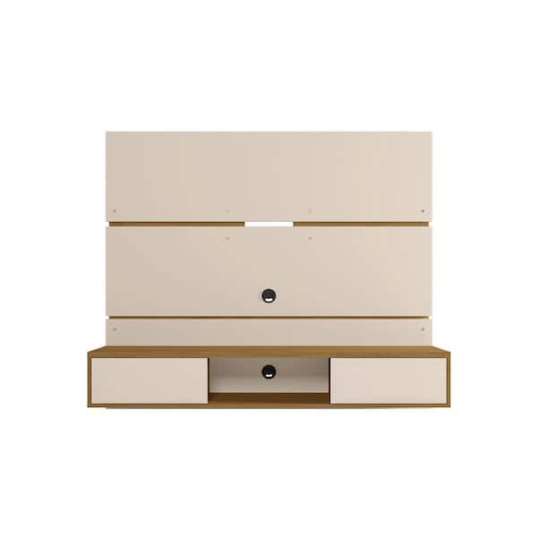 Manhattan Comfort Vernon 62.99 in. Off-White and Cinnamon Floating Entertainment Center Fits TV's up to 55 in. with Cable Management