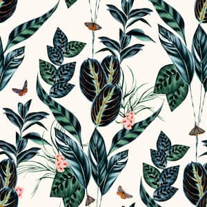 Spirit Blue Indigo Tropical Foliage Wallpaper