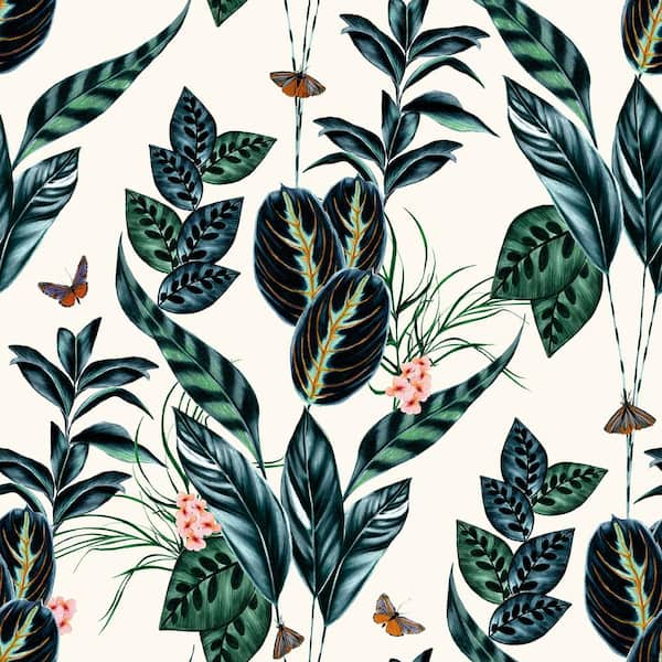 OhPopsi Spirit Blue Indigo Tropical Foliage Wallpaper