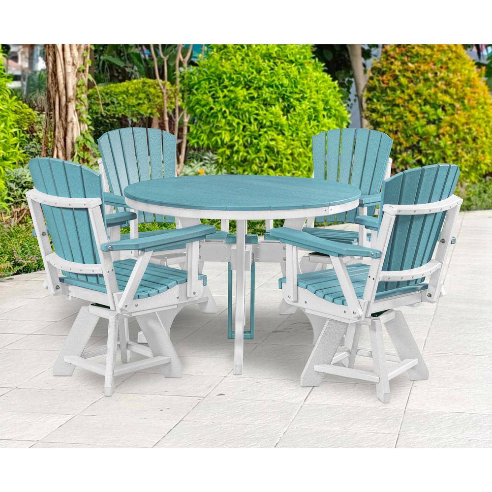 Aruba Blue and White Swivel Outdoor Dining Chair