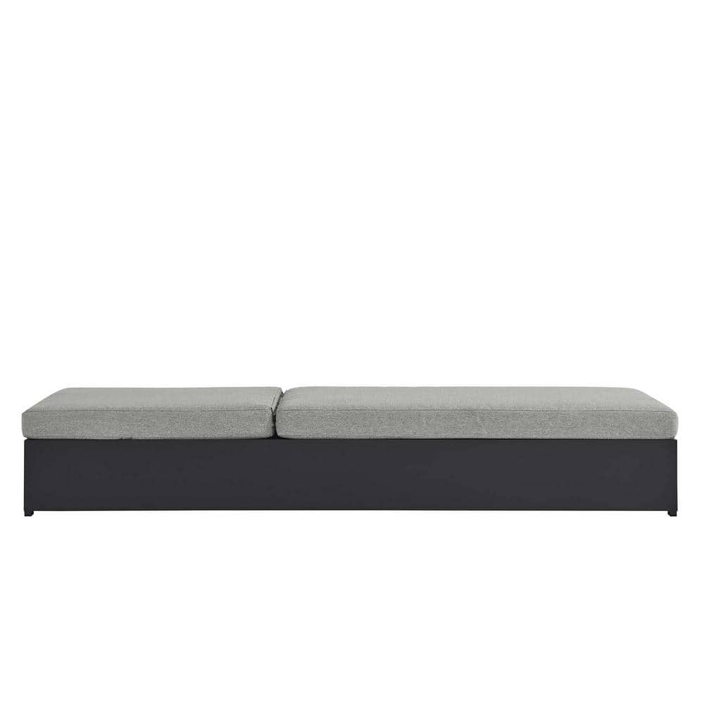 Tahoe Gray Powder-Coated Aluminum Outdoor Chaise Lounge with Cushions