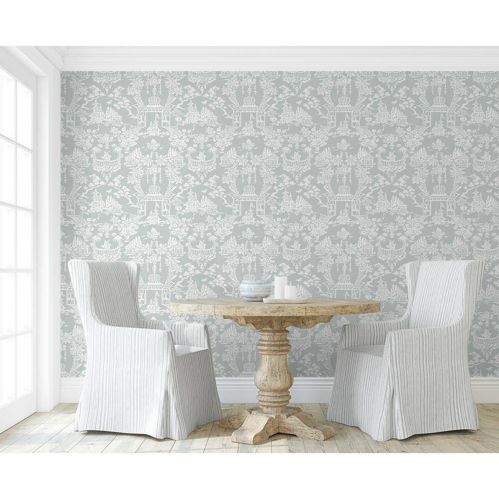 Blue and White Chinoiserie Vinyl Peel & Stick Wallpaper