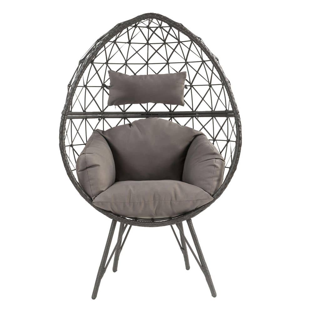 Black Wicker Outdoor Lounge Chair with Light Gray Cushions price history on PriceWatchPro