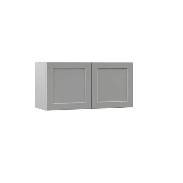 Hampton Bay Designer Series Melvern Assembled 30x15x12 in. Wall Bridge Kitchen Cabinet in Heron Gray