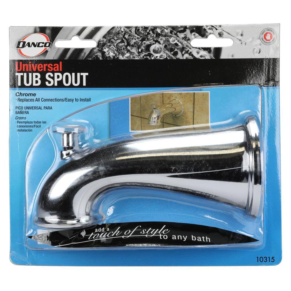 Chrome 6 Inch Tub Spout with Pull Up Diverter