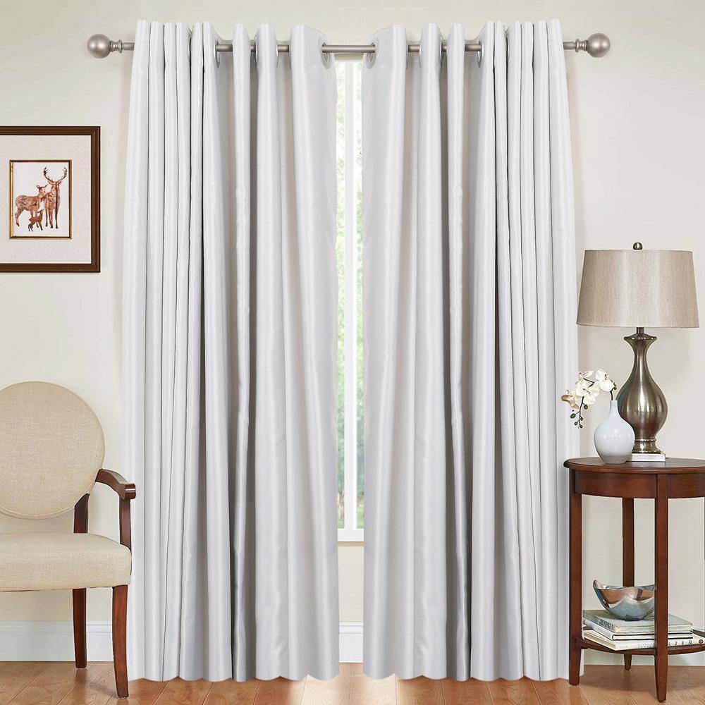 Satin Nickel Adjustable Curtain Rod with Round Finials, 28-48 in