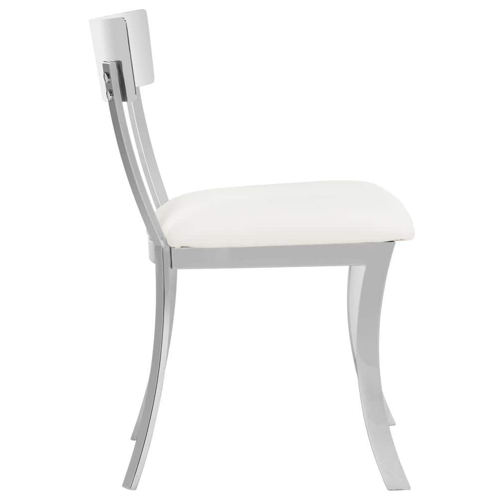 Abby 19'' White and Chrome Modern Side Chairs, Set of 2