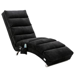 Black Modern Casual Linen Massage Recliner Chaise Lounge With 8-Vibrating Massage Points