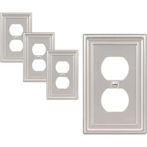 1-Gang Brushed Nickel Duplex Outlet Metal Wall Plates (4-Pack)