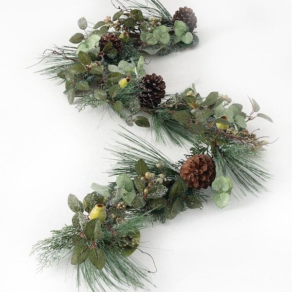 SULLIVANS 6 ft. Green Pine and Berry and Cone Unlit Artificial Christmas Garland