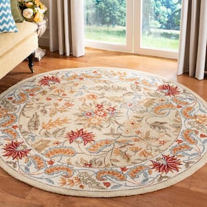 Chelsea Ivory 3 ft. x 3 ft. Round Floral Border Area Rug