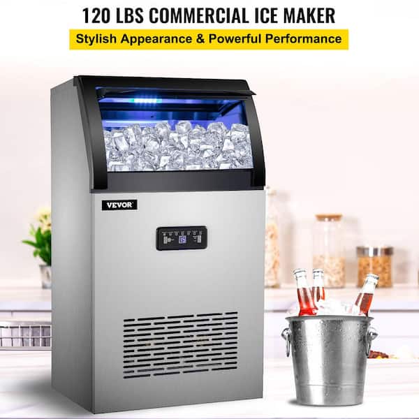 VEVOR 99 lb. / 24 H Freestanding Commercial Ice Maker with 22 lb. Storage  Bin Stainless Steel ice Maker Machine in Silver FBZBJSKF-C66F0001V1 - The  Home Depot