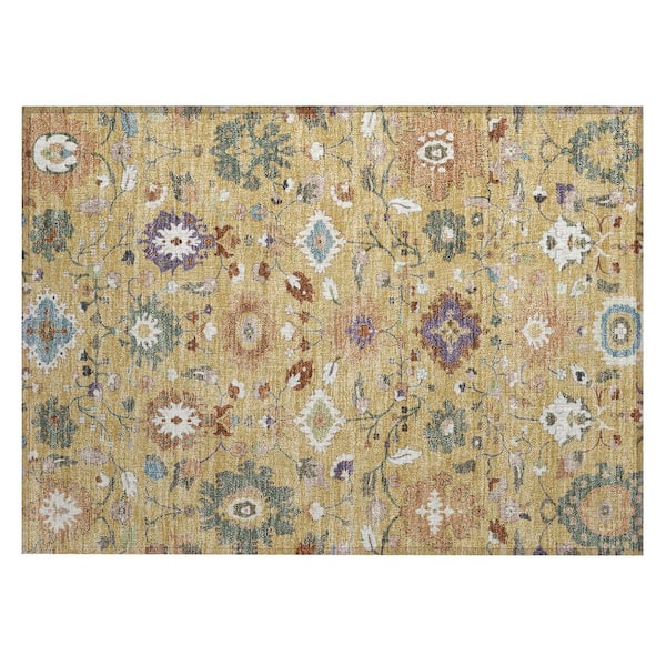 Chantille Machine Washable Indoor/Outdoor Abstract ACN2458 Gold 2 ft. x 3 ft. Accent Rug