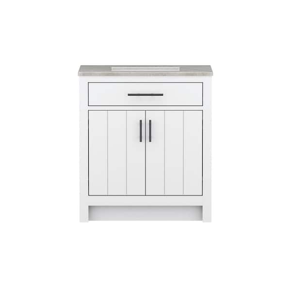 Daney 30.5 in. W x 18.75 in. D x 34.3 in. H Single Sink Bath Vanity in White with Gray Cultured Marble Top