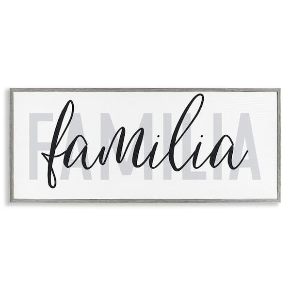 Stupell Industries Familia Simple Family Text by Wild Apple Portfolio Gray Framed Typography Giclee Art Print 10 in. x 24 in.