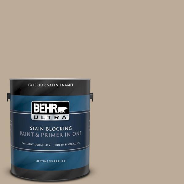 BEHR ULTRA 1 gal. #UL170-19 Nile Sand Satin Enamel Exterior Paint and Primer in One