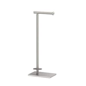 Latitude II Square Free Standing Toilet Paper Holder with Storage in Satin Nickel