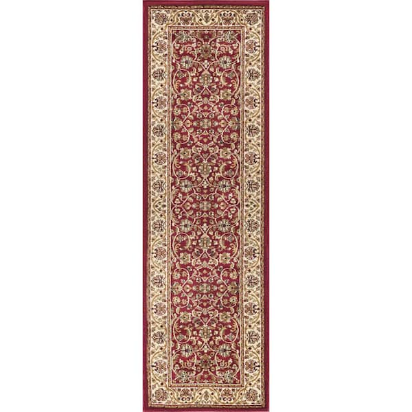 Sensation Border Red 2 ft. x 8 ft. Indoor Runner Rug