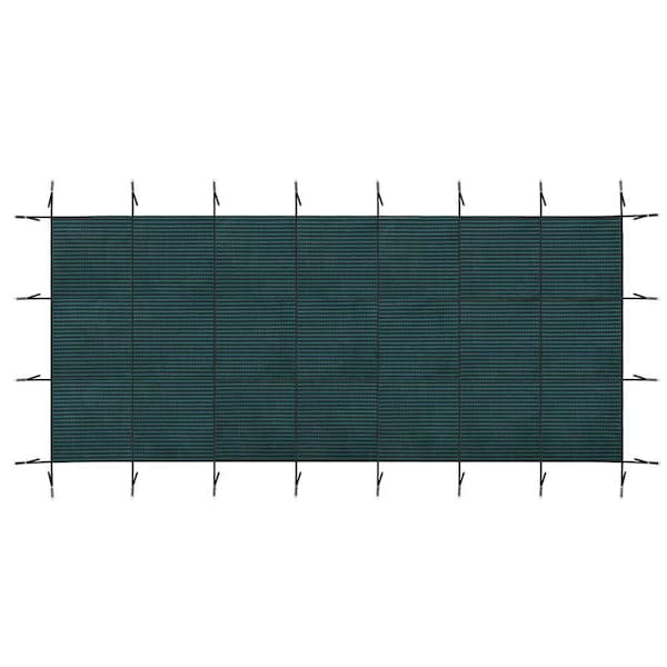 16 ft. x 32 ft. Rectangular Dark Green In Ground Swimming Pool Safety Cover, Installation Hardware Included