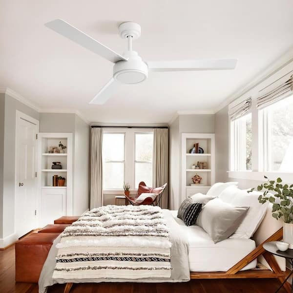 Byteany 52 in. Indoor White Ceiling Fan with 3 ABS Blades, 6 Speeds Reversible DC Motor without Light
