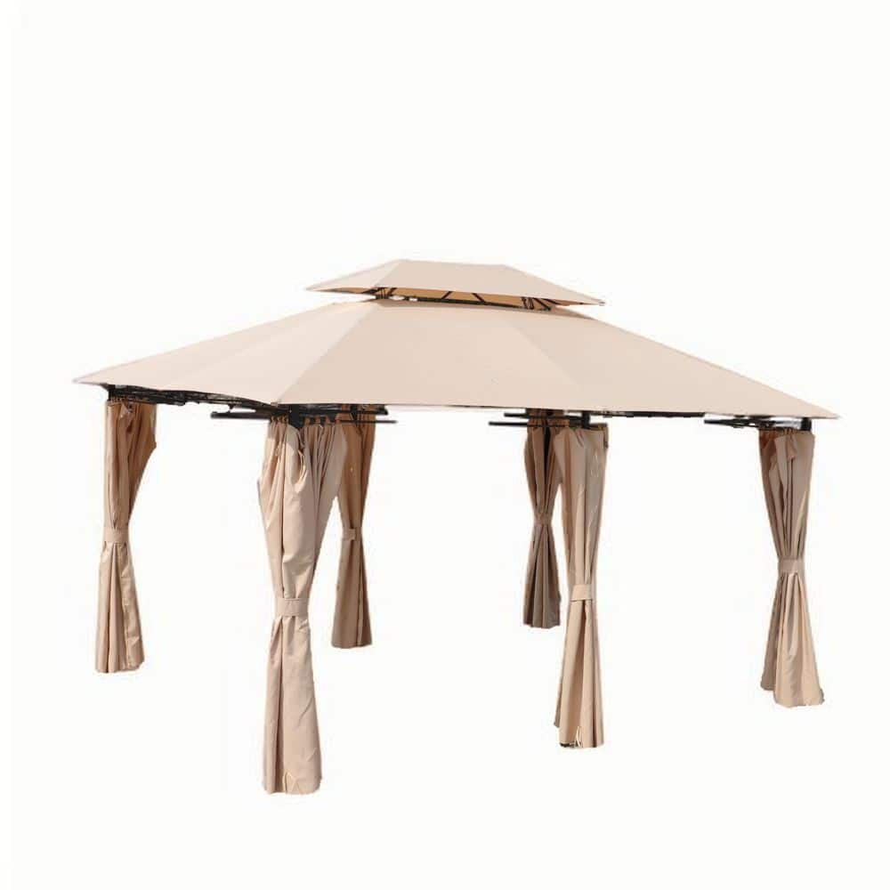 10 ft. x 13 ft. Khaki Outdoor Patio Gazebo with Ventilated Double Roof and Mosquito Net for Lawn, Garden, Backyard, Deck price history on PriceWatchPro