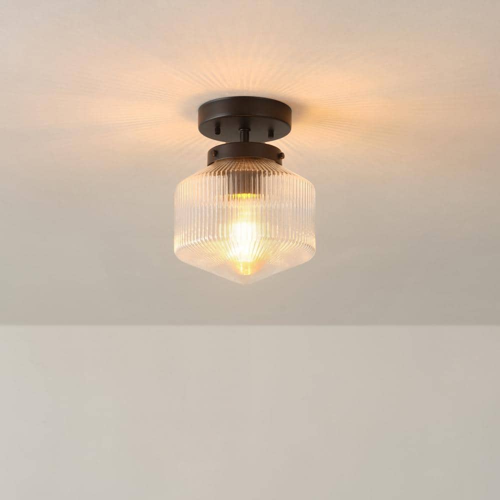 Globe Electric 7 in. 1-Light Matte Black Flush Mount Ceiling Globe Electric 7 in. 1-Light Matte Black Flush Mount Ceiling