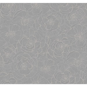 Seabrook Designs Jardine Graphic Floral Gold Glitter and Ebony Paper ...
