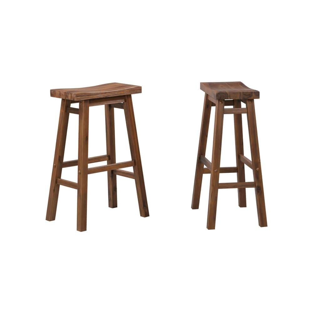 Boraam Sonoma Saddle 29 in. Chestnut Wire-Brush Backless Barstool (2 ...