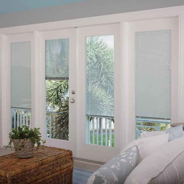 72in. x 80in. Left-Hand Outswing Low E HVHZ Impact Glass White Fiberglass Double Prehung Patio Door with Composite Frame