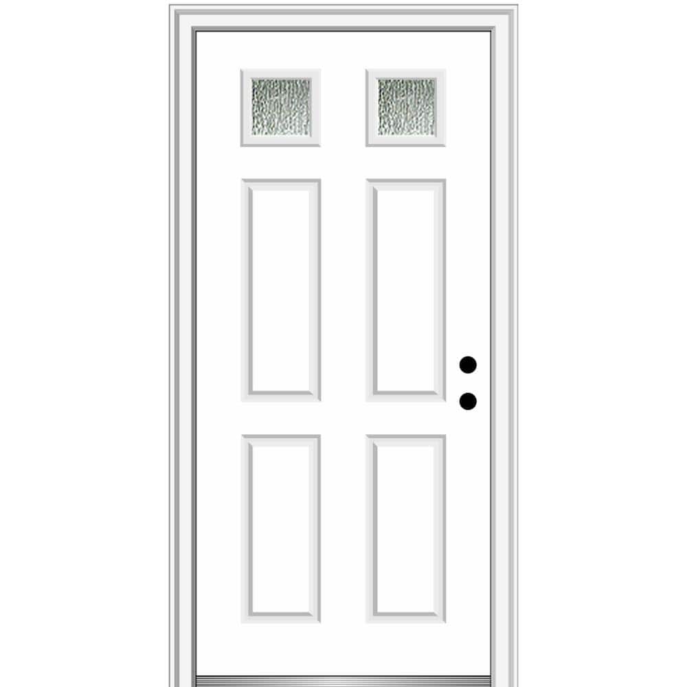 30 in. x 80 in. Left-Hand/Inswing Rain Glass Primed Fiberglass Prehung Front Door on 4-9/16 in. Frame price history on PriceWatchPro