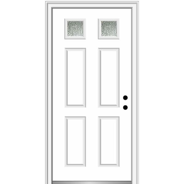 MMI DOOR 30 in. x 80 in. Left-Hand/Inswing Rain Glass Primed Fiberglass Prehung Front Door on 6-9/16 in. Frame