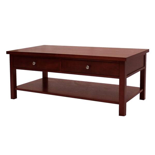 Donnieann Oakdale 47 In Cherry Large Rectangle Wood Coffee Table With Drawers 601933 The Home Depot Donnieann Oakdale 47 In Cherry Large, Cherry Coffee Table With Drawers