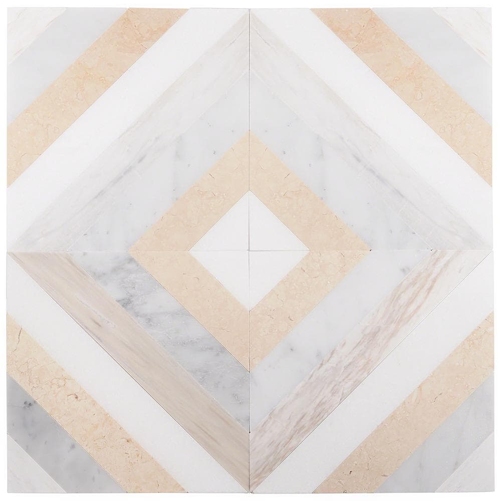 Beige and Gray 8x8 Polished Marble Mosaic Tile