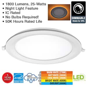 8 in. Canless Adjustable CCT Integrated LED Recessed Light Trim Night Light 1800lms New Construction Remodel (24-Pack)