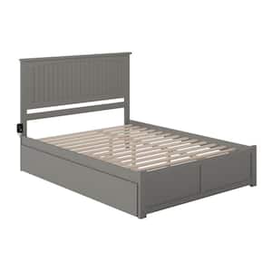Nantucket Grey Queen Platform Bed with Footboard and Twin XL Trundle
