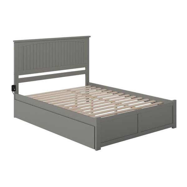 AFI Nantucket Grey Queen Platform Bed with Footboard and Twin XL